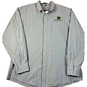 Port Authority Men's 2XL XXL Long Sleeve Button Down Blue Green Check Shirt READ